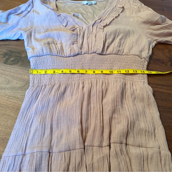 J Gee Dress Women’s  XL Boho  Cottage Core Smocked Waist Short Sleeve Midi Pink - Picture 5 of 6